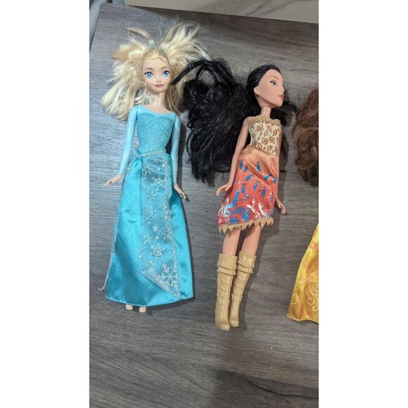 Disney Princess Dolls Lot By Mattel 11" Belle Jasmine Elsa & Moana Pre-Owned - Picture 7 of 9